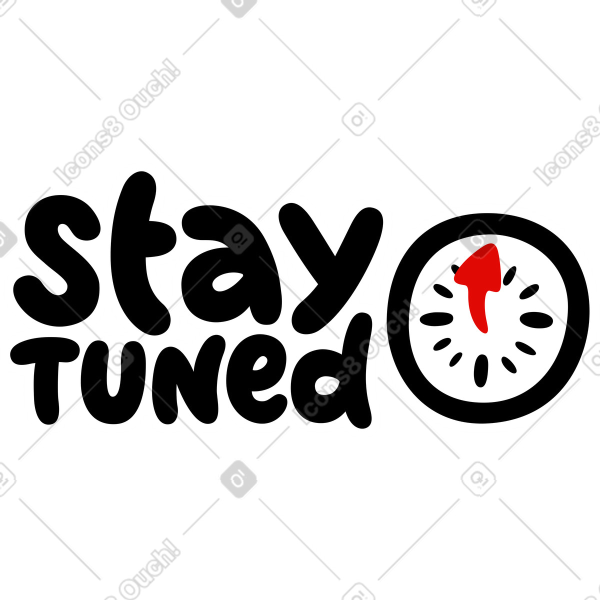 Ilustração de Adesivo letras fique atento com o texto do relógio em no estilo Lettering para baixar em PNG, SVG
