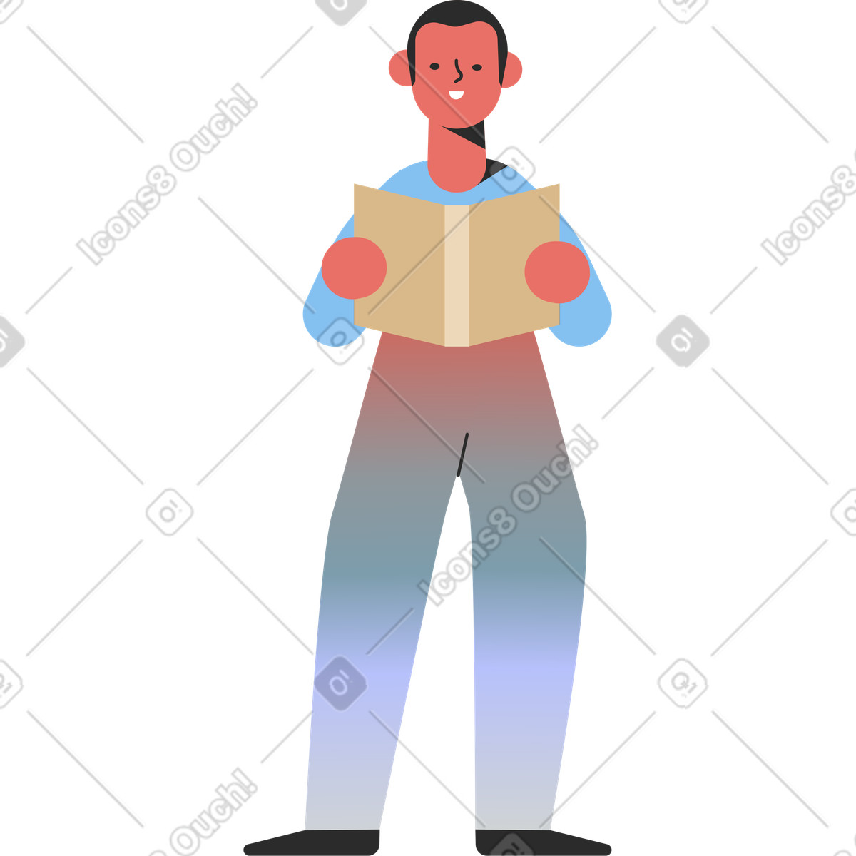 Marginalia スタイルの Man reading のイラストをPNG、SVG形式でダウンロード