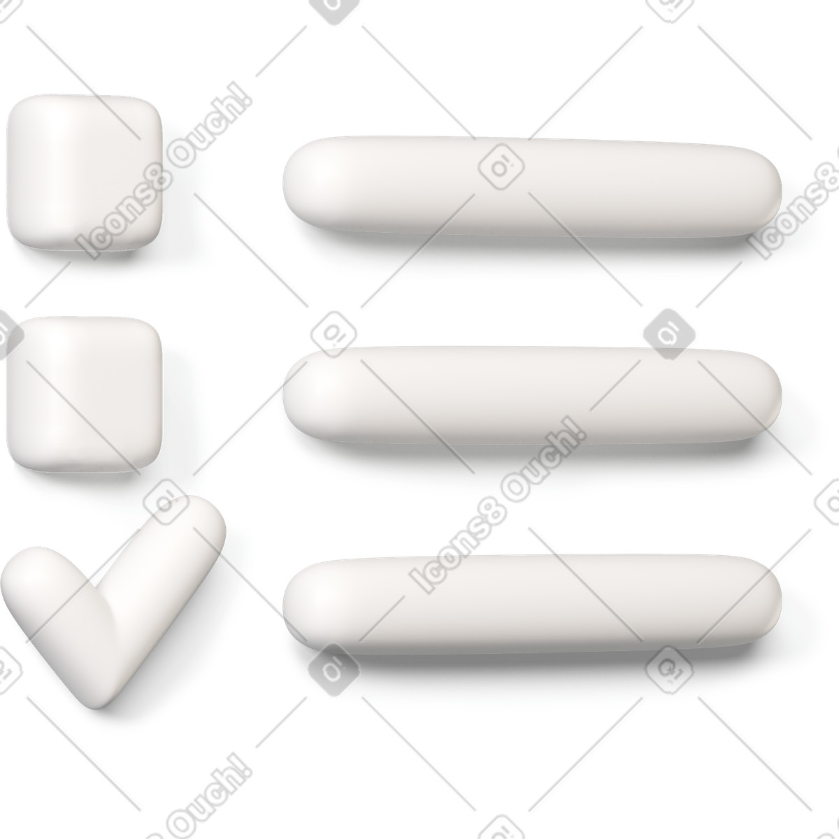 Ilustração de Lista verificação branca com um item pronto virado para a direita em no estilo 3D Buddy baixar em PNG, SVG