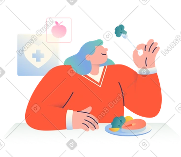 건강한 음식을 먹는 여자 PNG, SVG