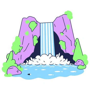 A majestic waterfall cascading into a pool below