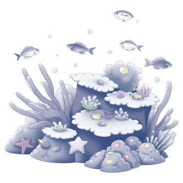 A vibrant coral reef scene filled with a variety of fish and sea creatures. The coral formations have intricate shapes and textures, providing hiding spots and homes for the marine life. Different species of fish are swimming actively, displaying unique shapes and patterns. Anemones sway gently in the water, with some small fish darting in and out of their tentacles. Sea turtles glide gracefully above the reef, and a starfish rests among the rocky crevices. The entire ecosystem is bustling with movement and life, showcasing the diversity of underwater habitats.