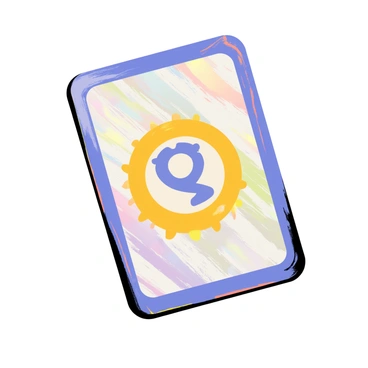 A trading card with a holographic effect, shimmering in rainbow colors