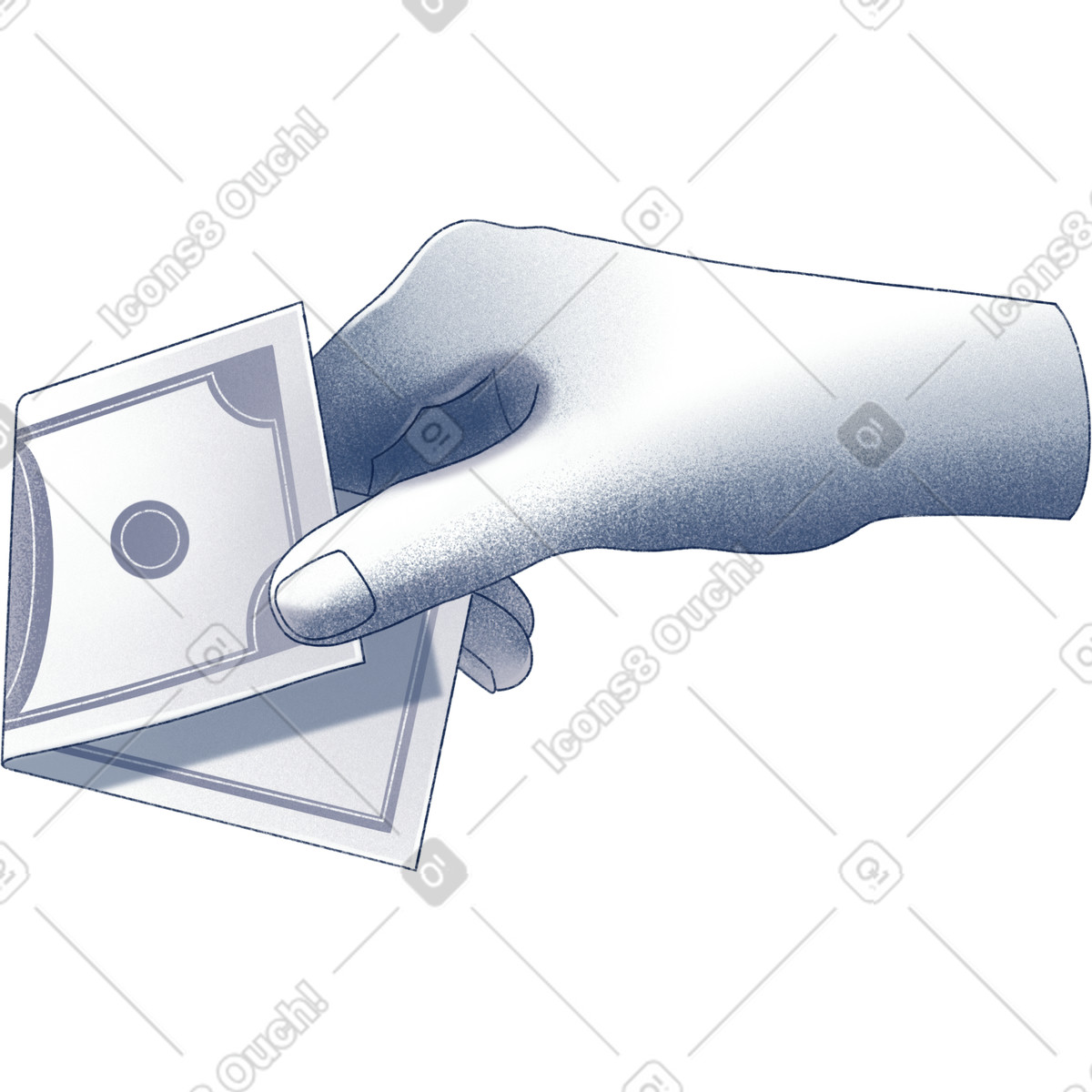 Haze スタイルの Hand holding a banknote のイラストをPNG、SVG形式でダウンロード
