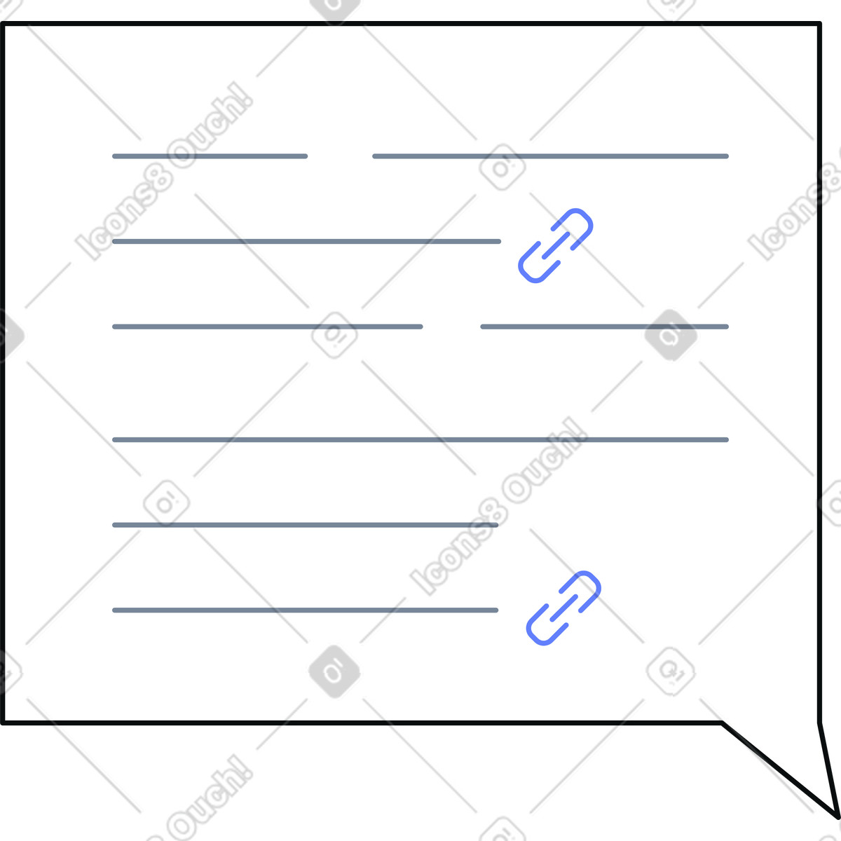 Ilustración Burbuja de chat con texto y enlaces en estilo Teko a descargar en PNG SVG