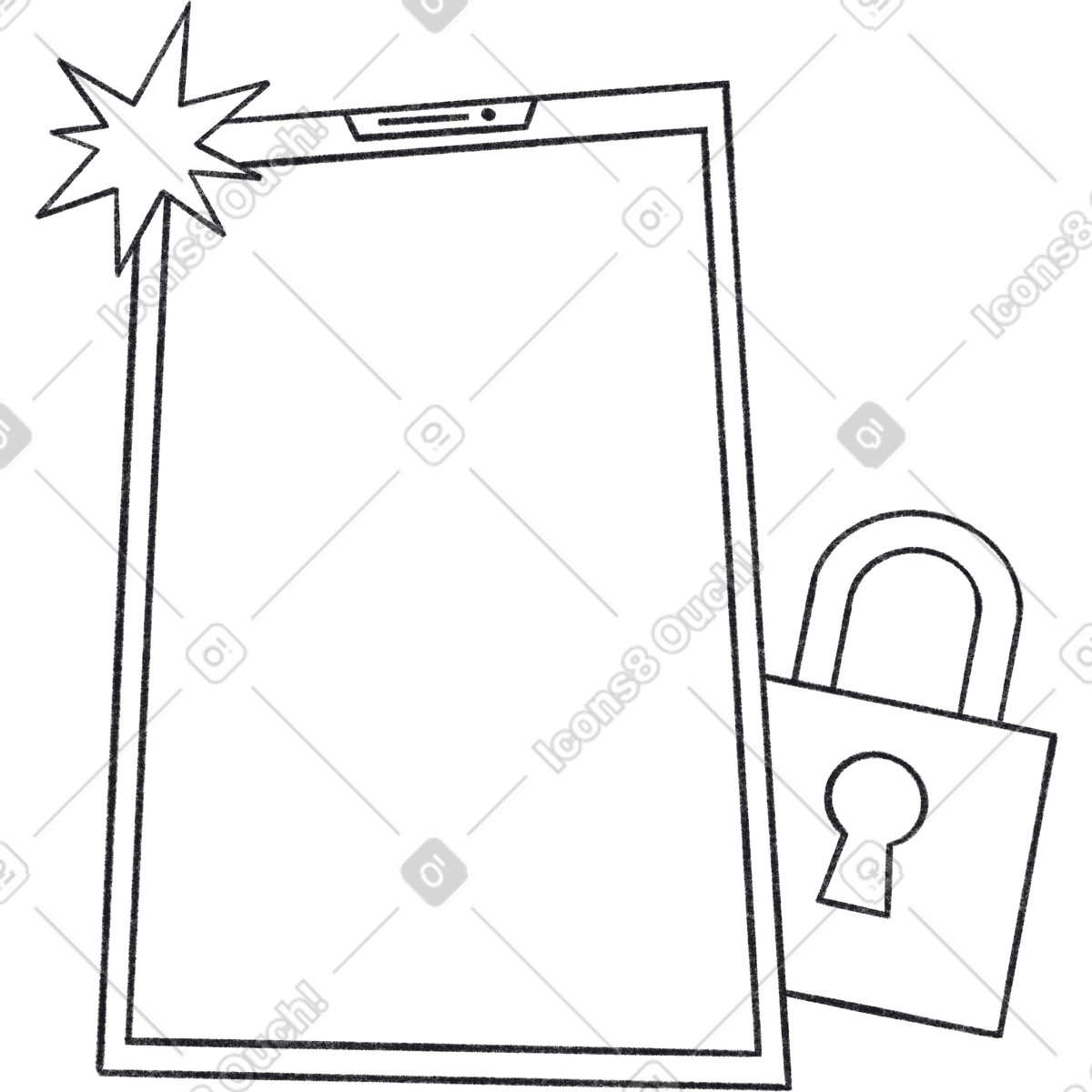 Иллюстрация Phone with star and lock в стиле Bonbon Line — скачать в форматах PNG, SVG