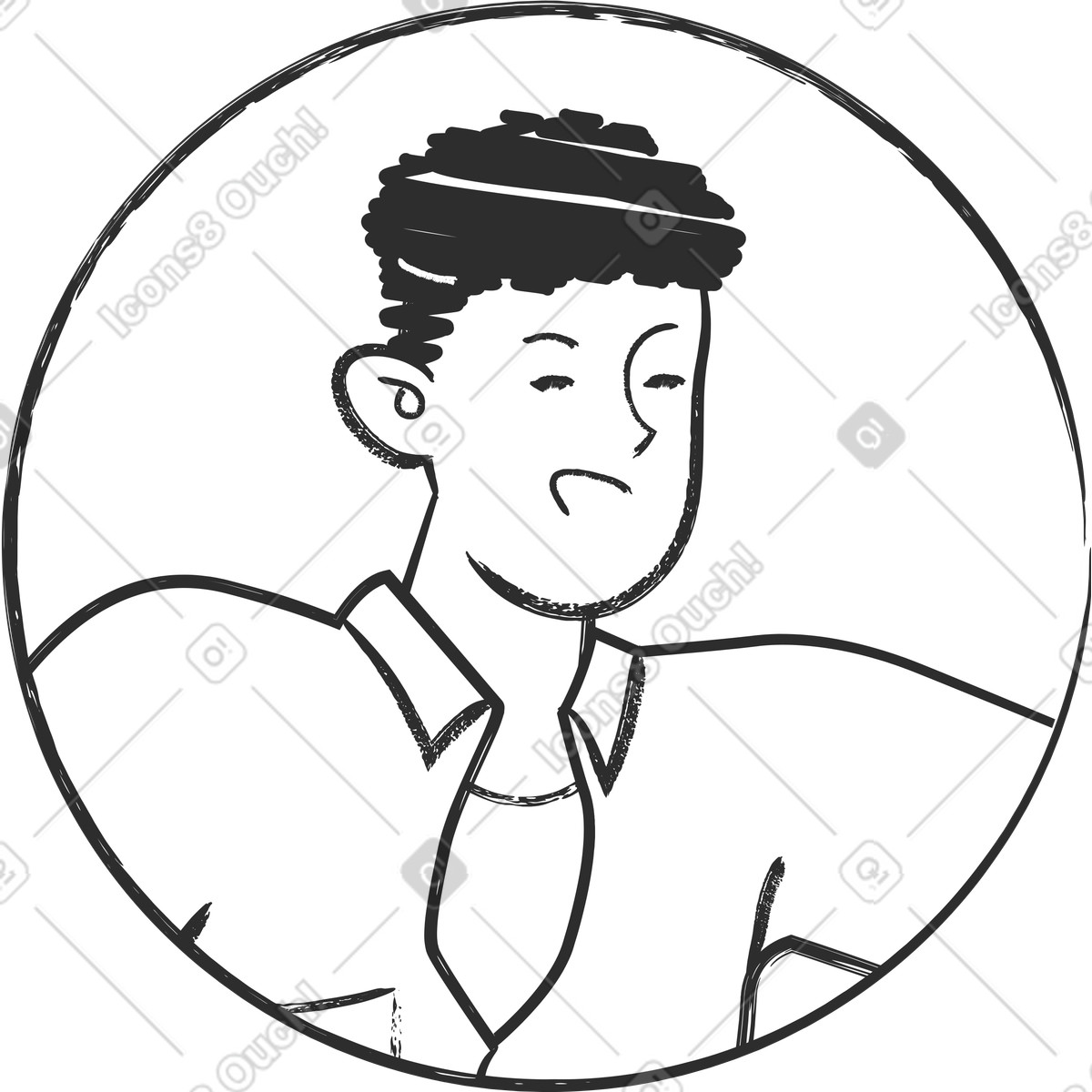 Ilustración Avatar de un hombre riendo en estilo Graphite a descargar en PNG y SVG