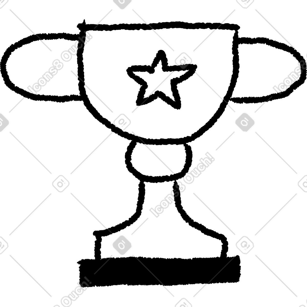 Trophy cup with star emblem and wide handles on base illustrazione in stile Black Chalk scarica in PNG, SVG