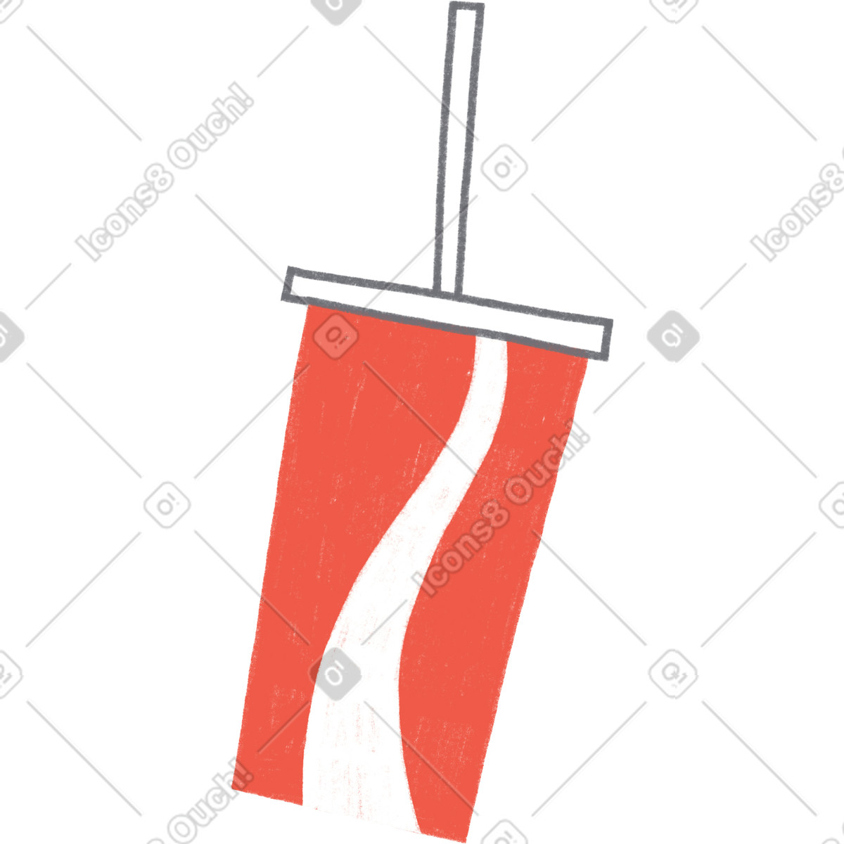 Tutti 스타일의 Red paper cup of soda with straw 일러스트레이션 PNG, SVG 다운로드