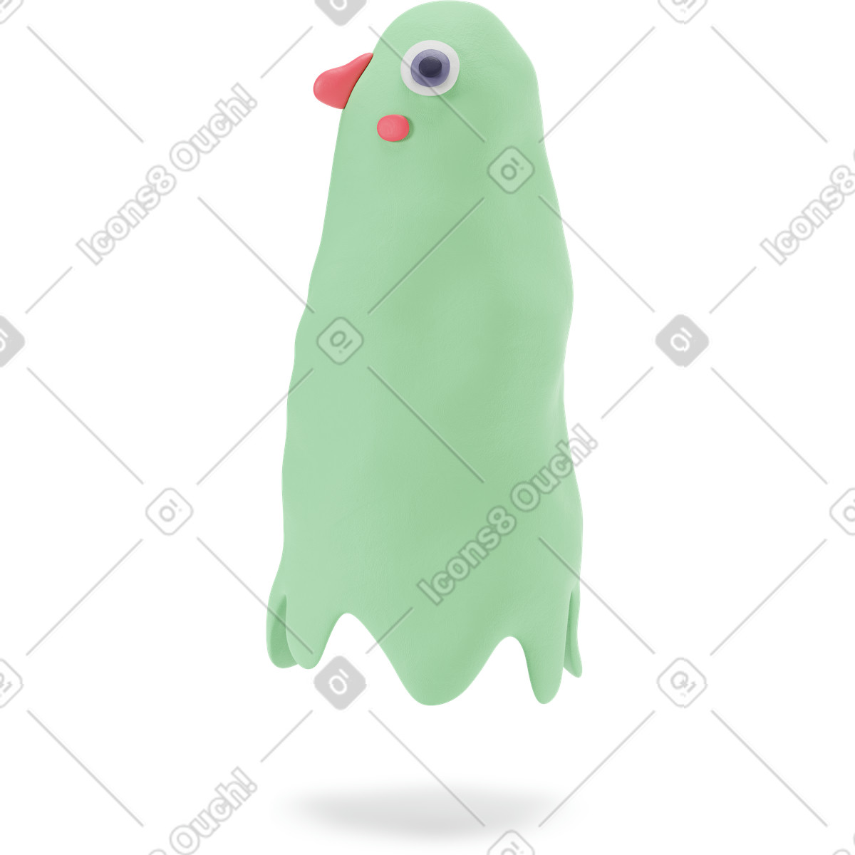 Hellgrüner halloween-geist-Illustration im 3D Stripy-Stil als Download in PNG, SVG