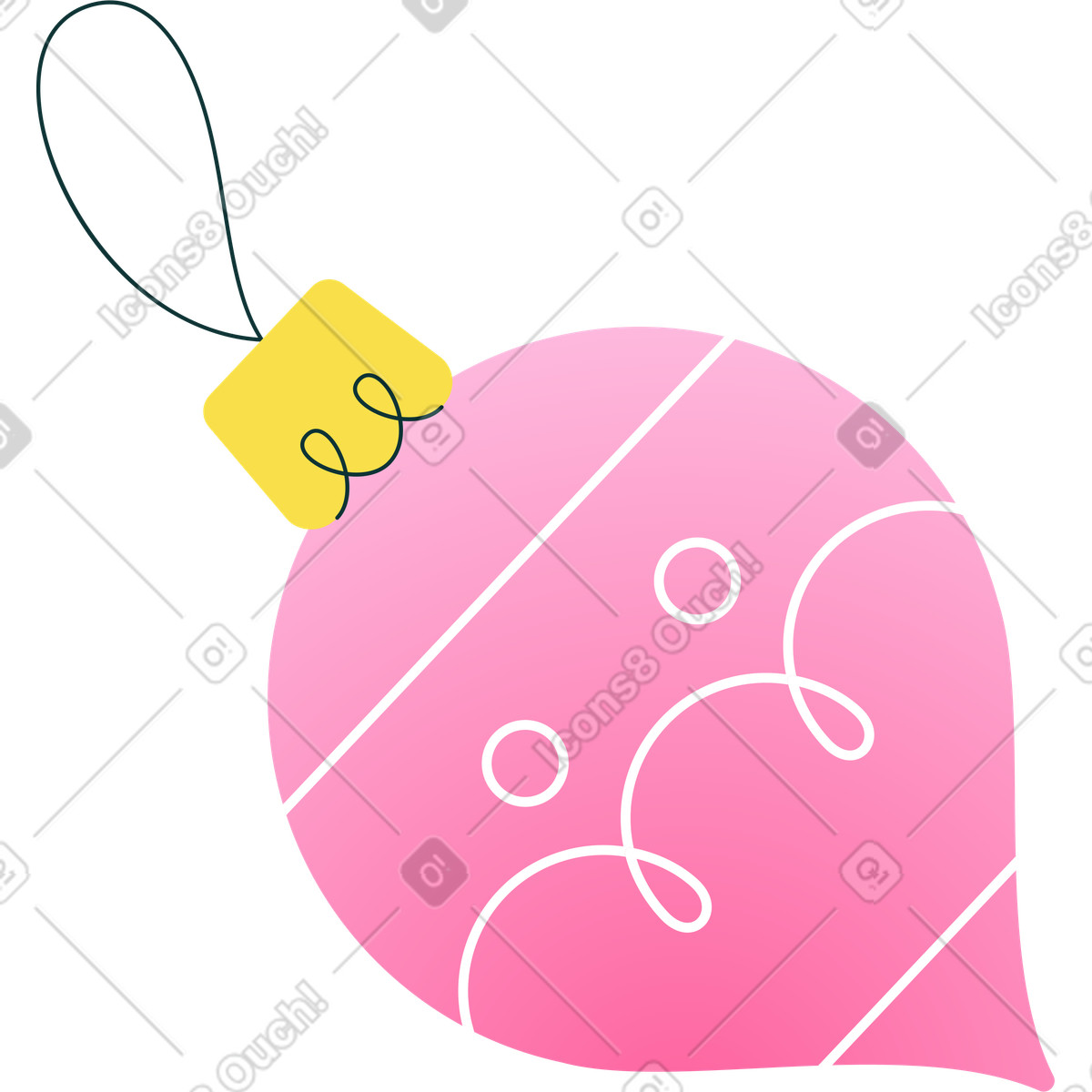 Ilustración Adorno navideño rosa en estilo Florid a descargar en PNG y SVG