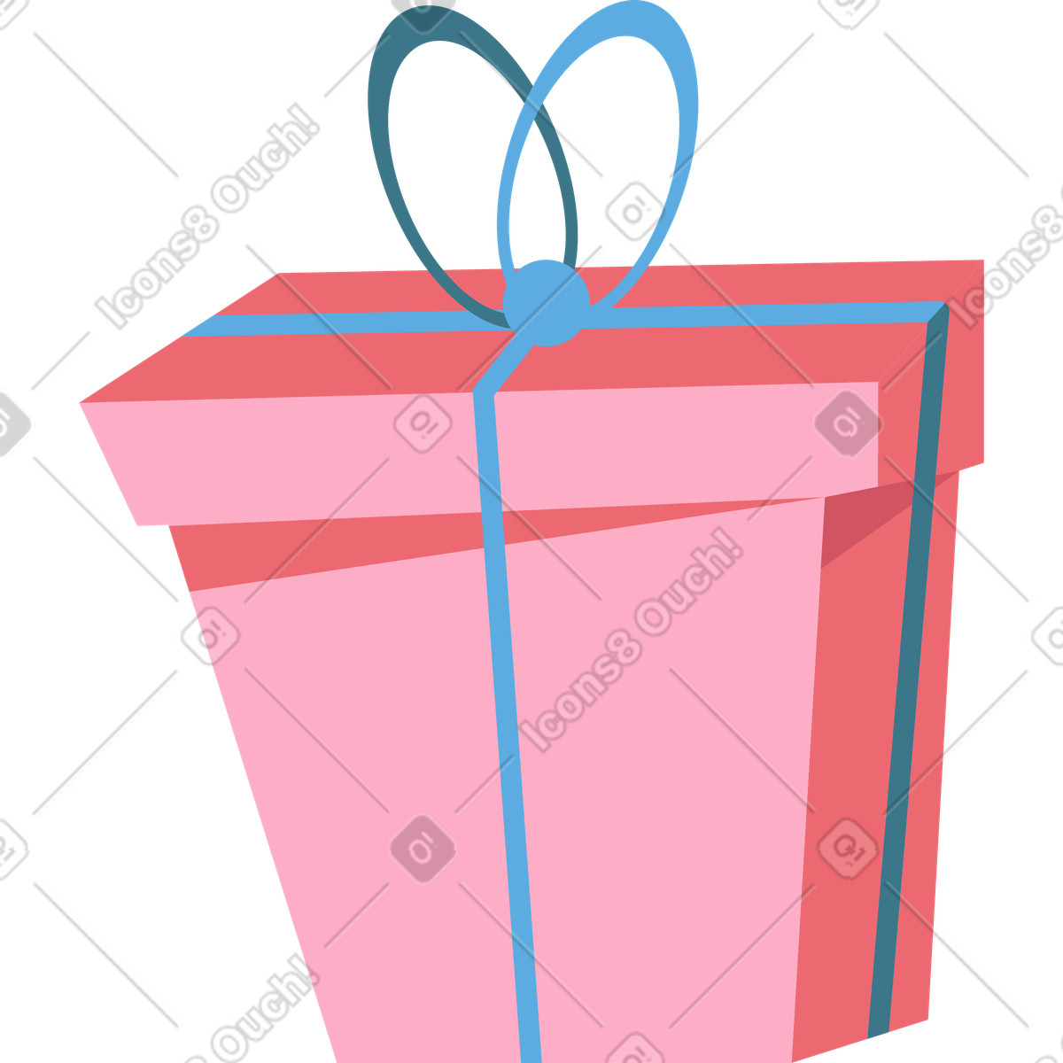 Ilustración Pink box with blue bow en estilo Dizzy a descargar en PNG y SVG