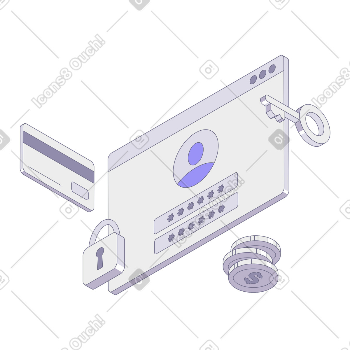 Ilustração de Secure login to online bank, Password protection and financial data security em no estilo Modul para baixar em PNG, SVG