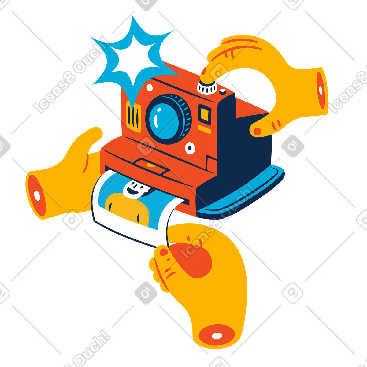 Flame スタイルの インスタントカメラで写真を撮る のイラストをPNG、SVG形式でダウンロード