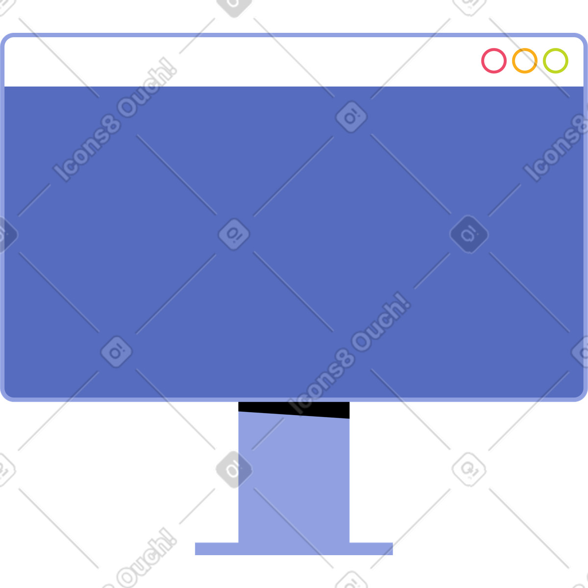Monitor del computer con schermo blu illustrazione in stile Juicy scarica in PNG, SVG