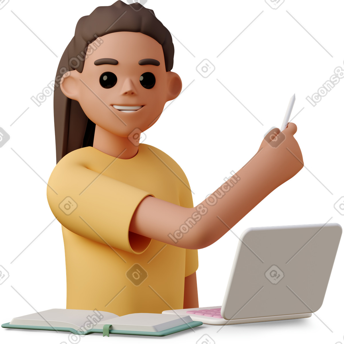 Teacher with a pointer illustration in PNG, SVG