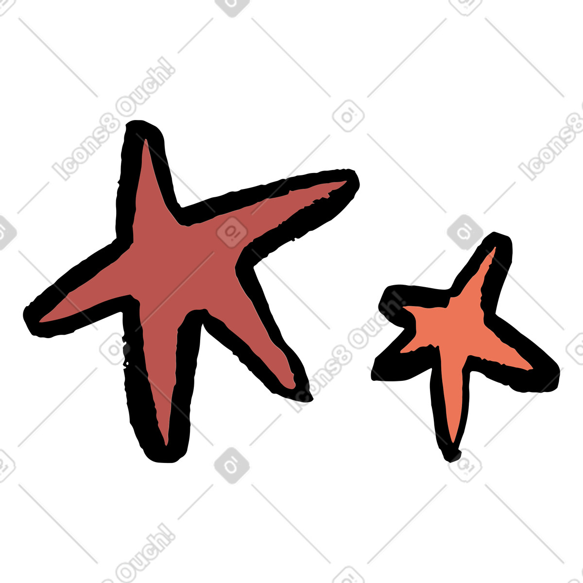 Two red stars illustration sparks clipart on transparent background in PNG