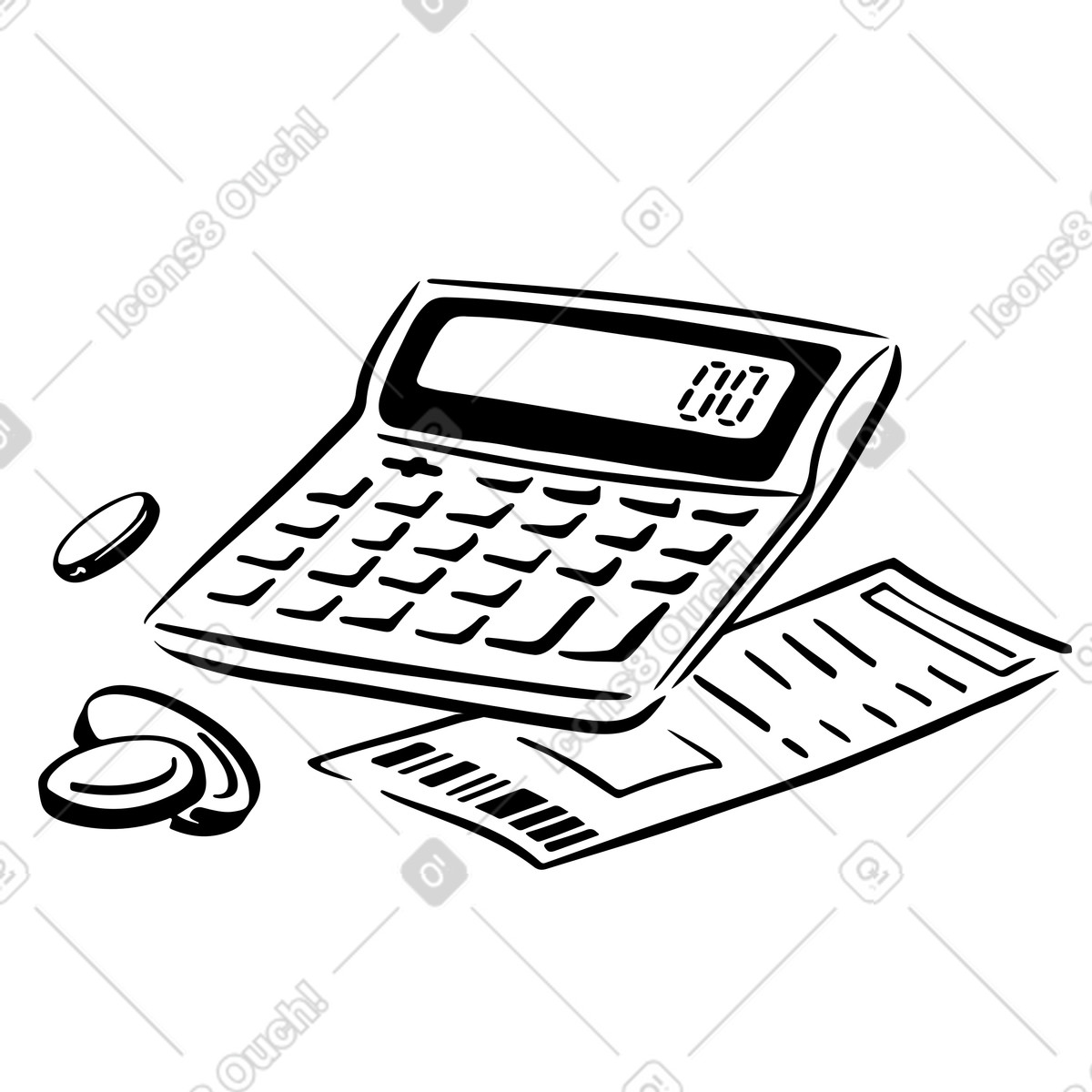 Financial accounting of cash illustration featuring an expense calculator clipart for projects