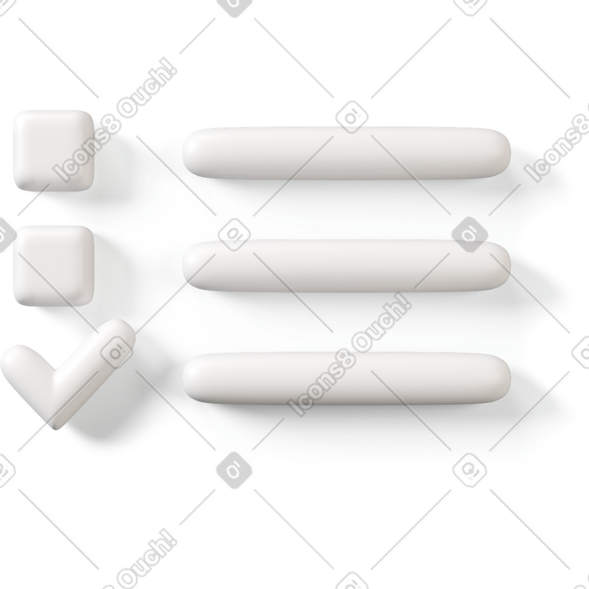 Ilustração de Lista verificação branca com um item feito em no estilo 3D Buddy para baixar em PNG, SVG