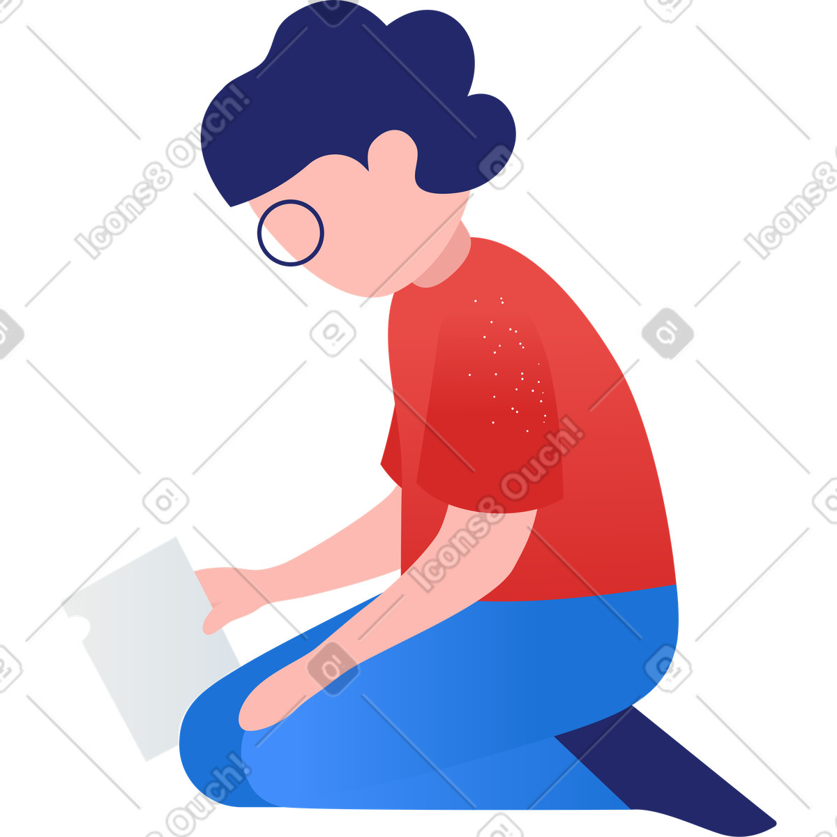 Illustration Garçon tenant une boîte de nourriture dans sa main le style Clip à télécharger aux formats PNG, SVG
