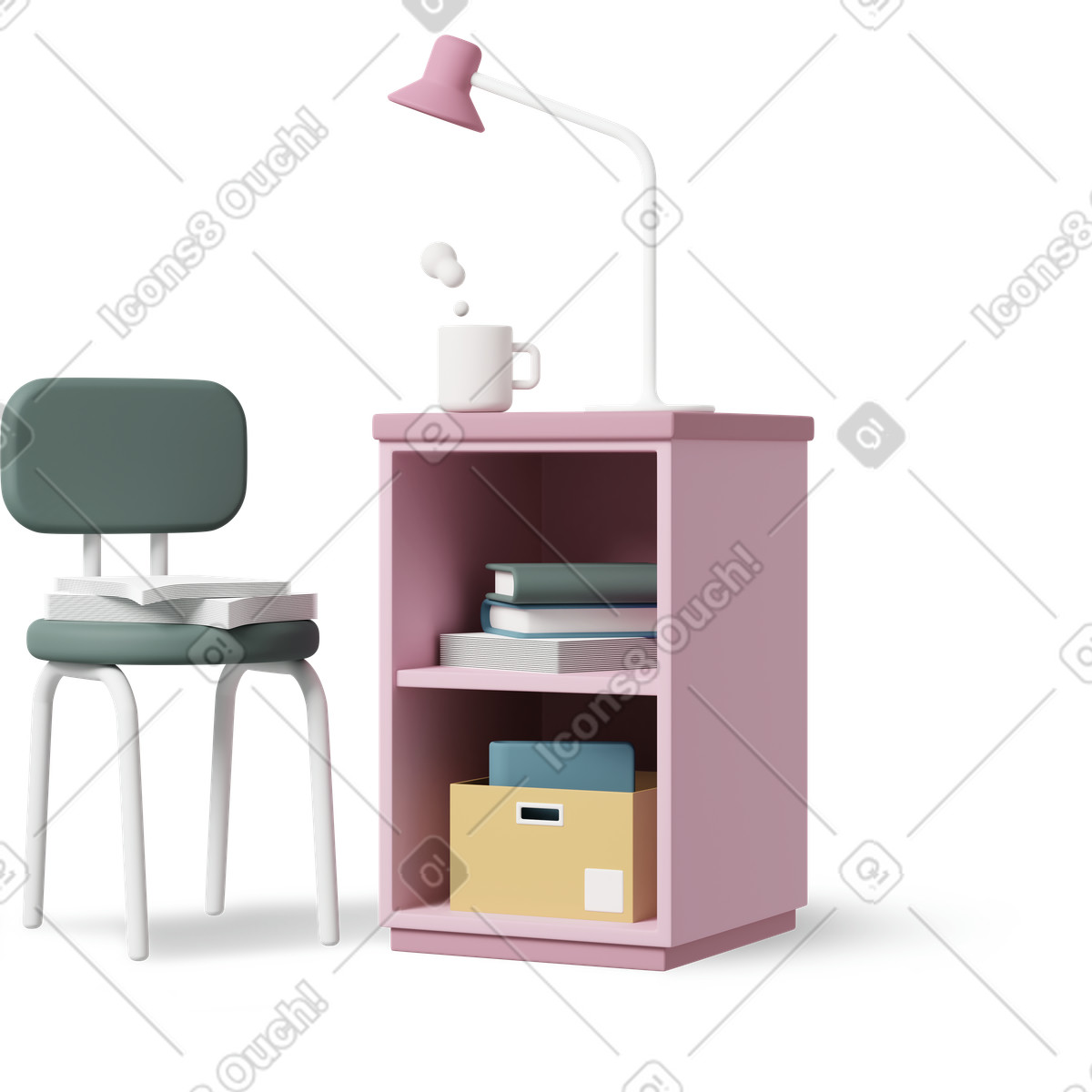 Ilustração de Table chair office em no estilo 3D Casual life para baixar em PNG, SVG