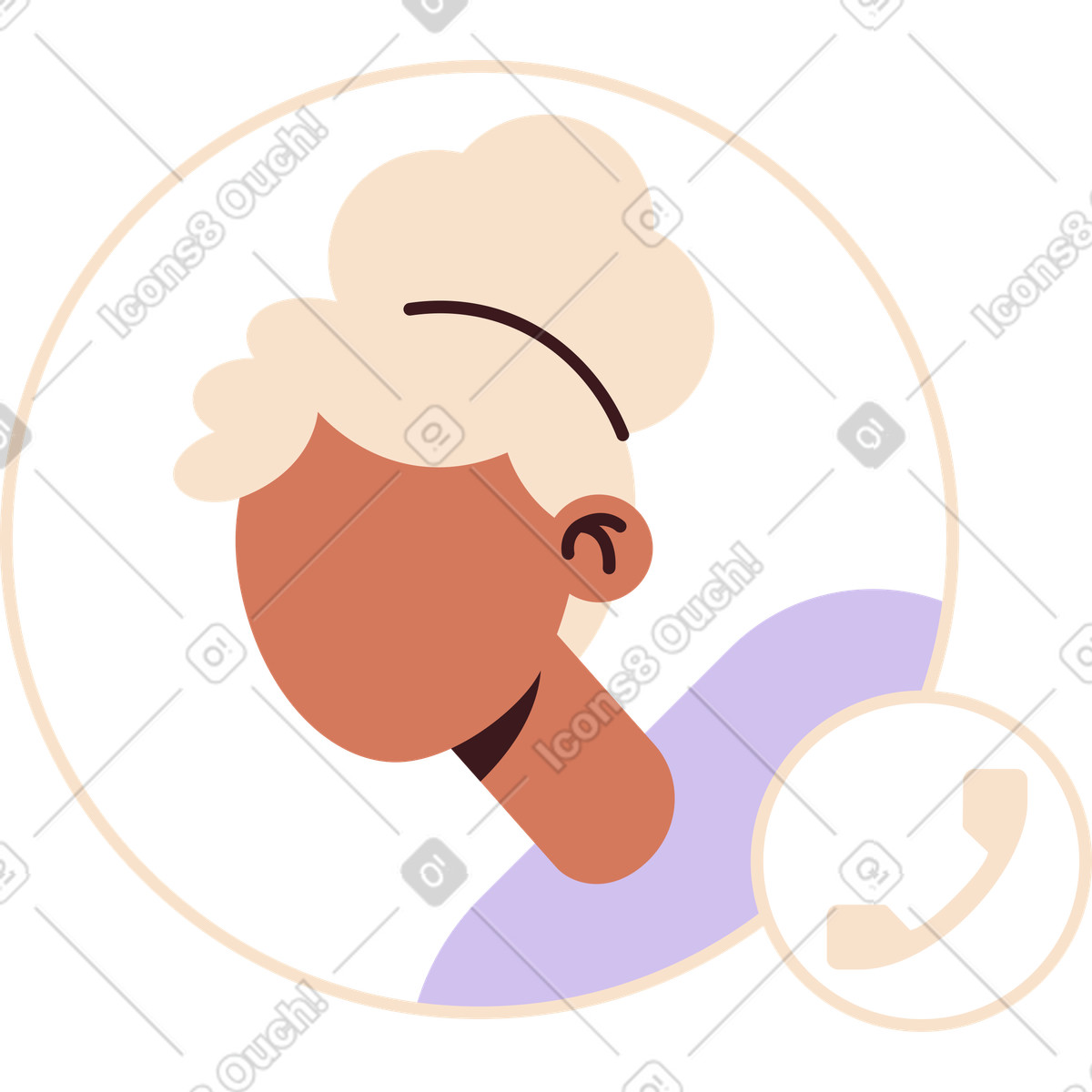 Testa femminile che fa capolino dal cerchio illustrazione in stile Folks scarica in PNG, SVG