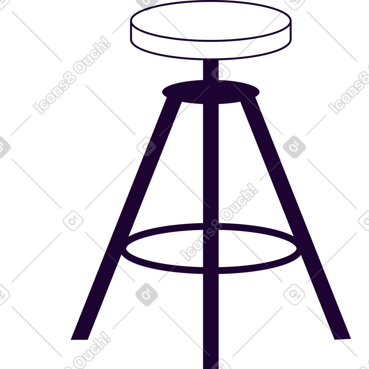 Illustration Chaise à trois pieds dans le style Martina télécharger aux formats PNG, SVG