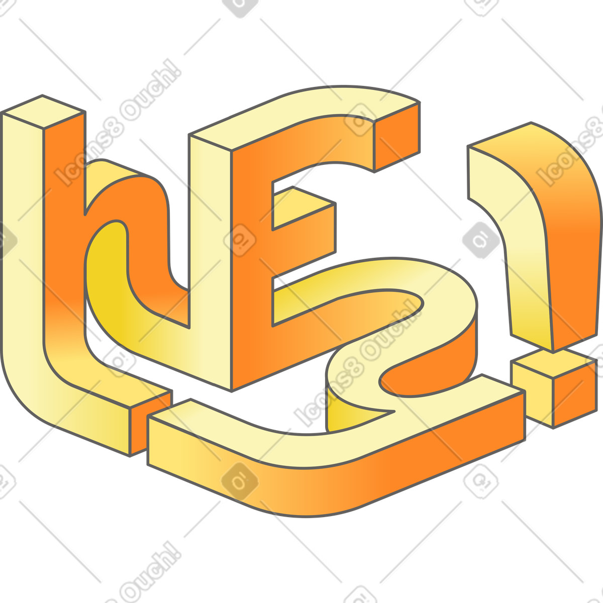 Illustration Lettrage texte hey isométrique dans le style Lettering à télécharger aux formats PNG, SVG
