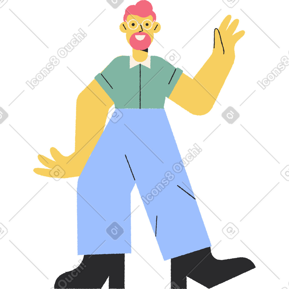 Fronte uomo illustrazione in stile Pablo scarica in PNG, SVG