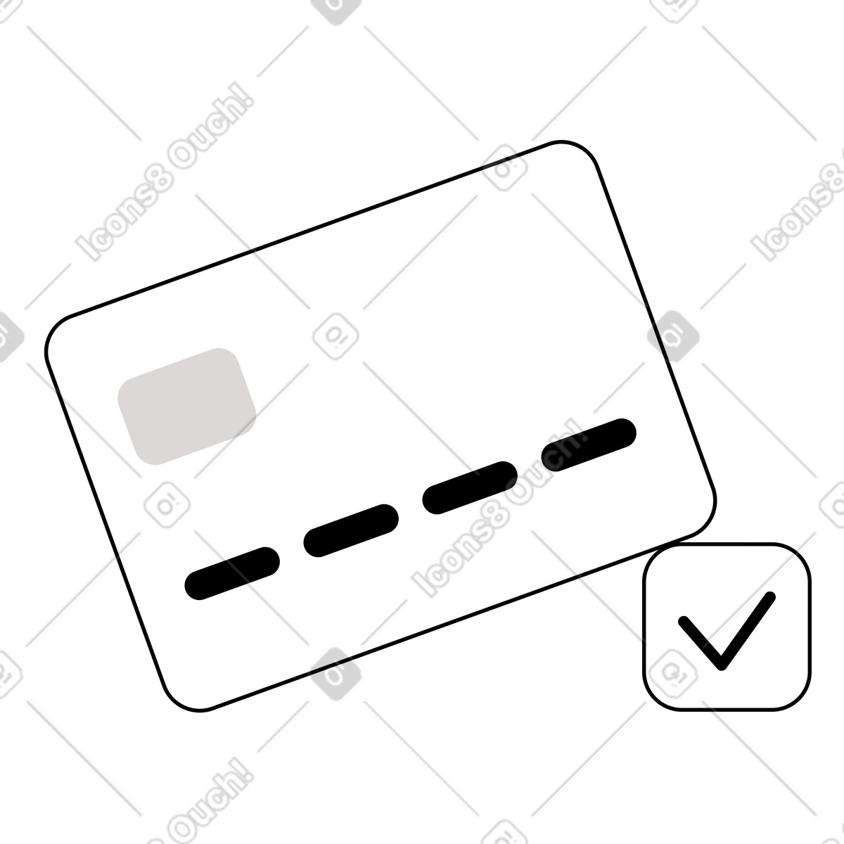 Ilustración Bank card with checkmark, Secure payment confirmation en estilo Shade a descargar en PNG y SVG