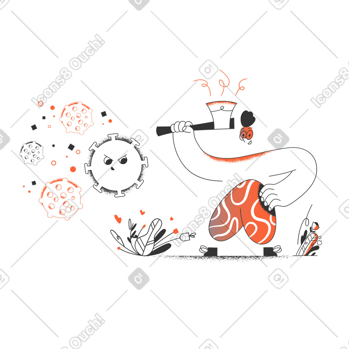 Fighting with coronavirus illustration in PNG, SVG