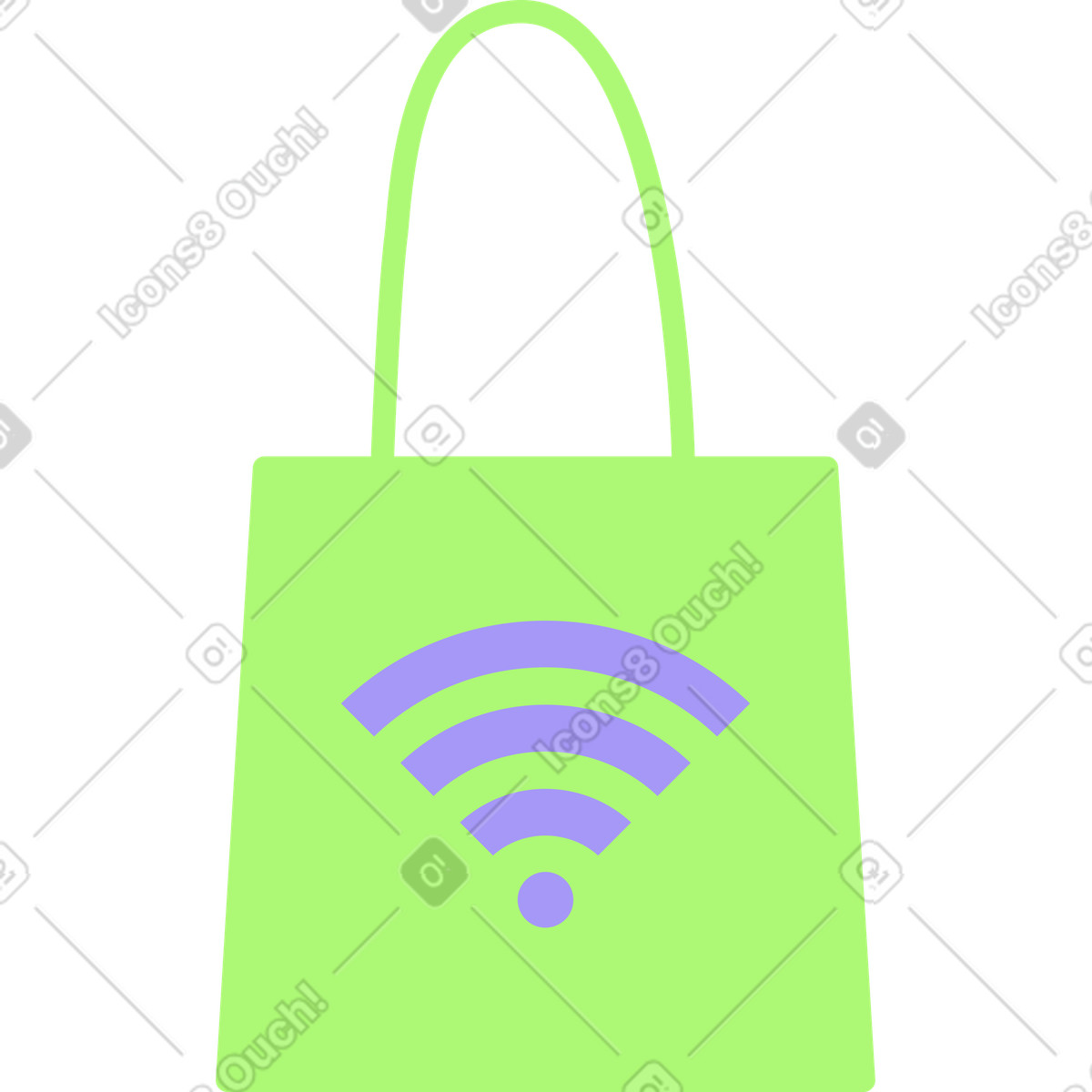 Tasche mit wi-fi-symbol-Illustration im Giggle-Stil als Download in PNG, SVG