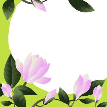 Pink flowers and green leaves on a bright background - Blossom style illustration