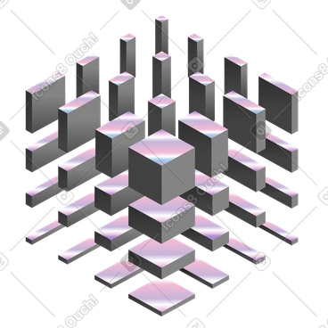 Formes 3d isométriques disposées selon un motif cubique, disposition abstraite moderne PNG, SVG