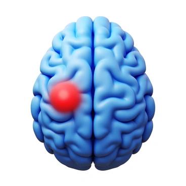 A medical scan of the human brain showing the location of a brain tumor. The tumor is highlighted using vibrant contrast colors to distinguish it from the surrounding brain tissue. The scan displays intricate details of the brain's structures alongside the tumor, emphasizing its position and size.
