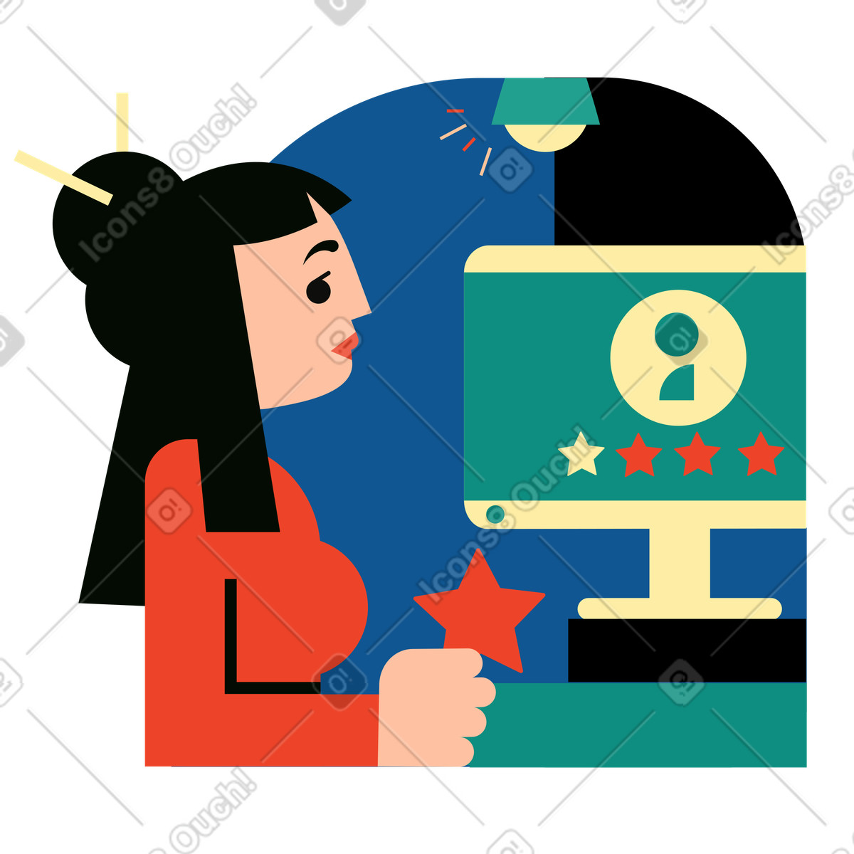 下载 Polar 风格的 女性在线评价服务 插画，支持 PNG、SVG 格式
