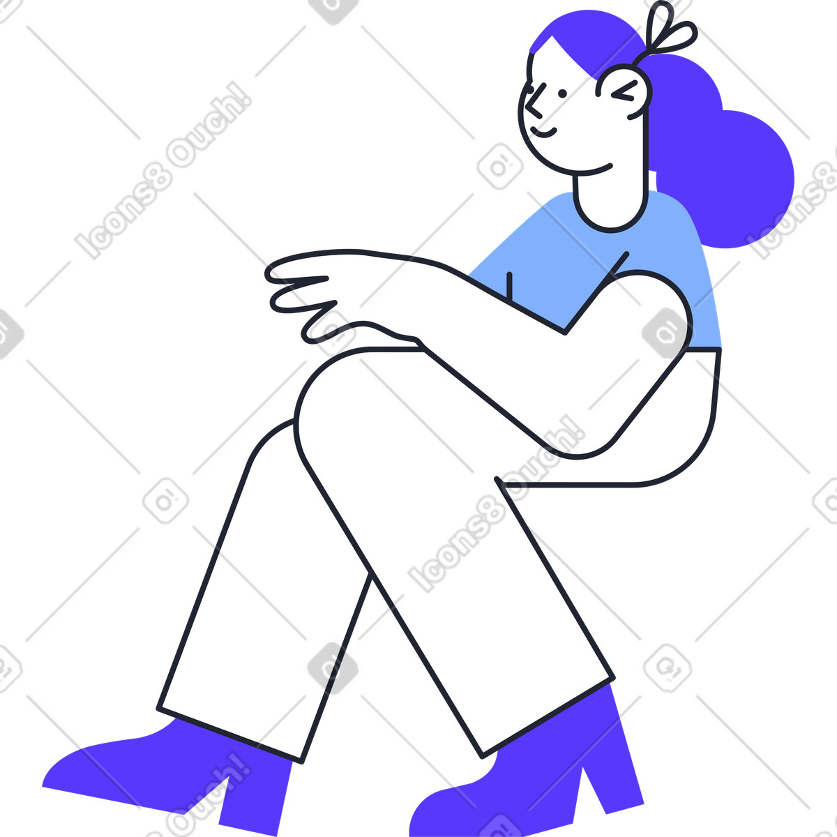 Ilustração de Mulher em vista lateral no estilo Pablita para baixar PNG, SVG