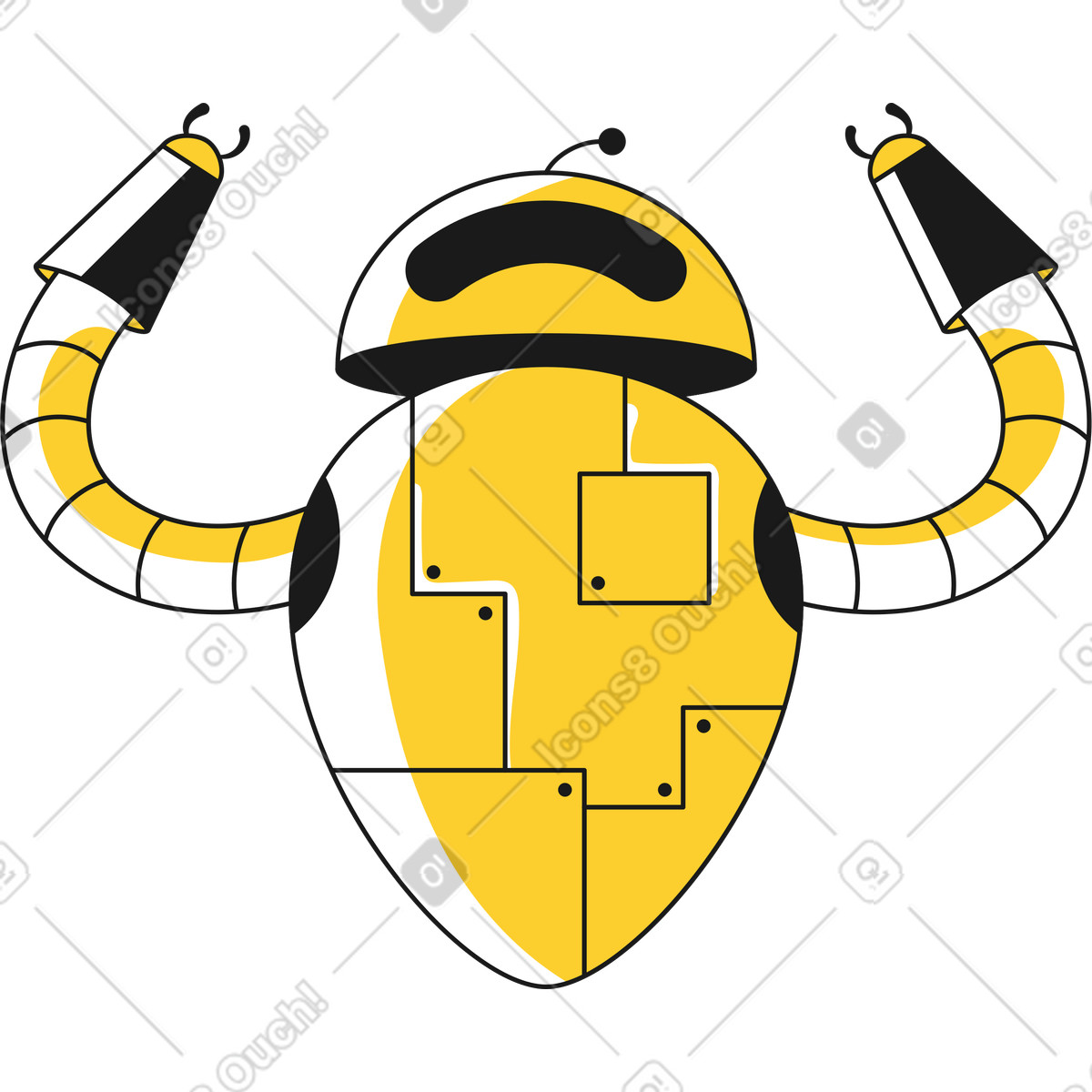 Ilustración Robot con los brazos levantados en estilo Taxi a descargar en PNG y SVG