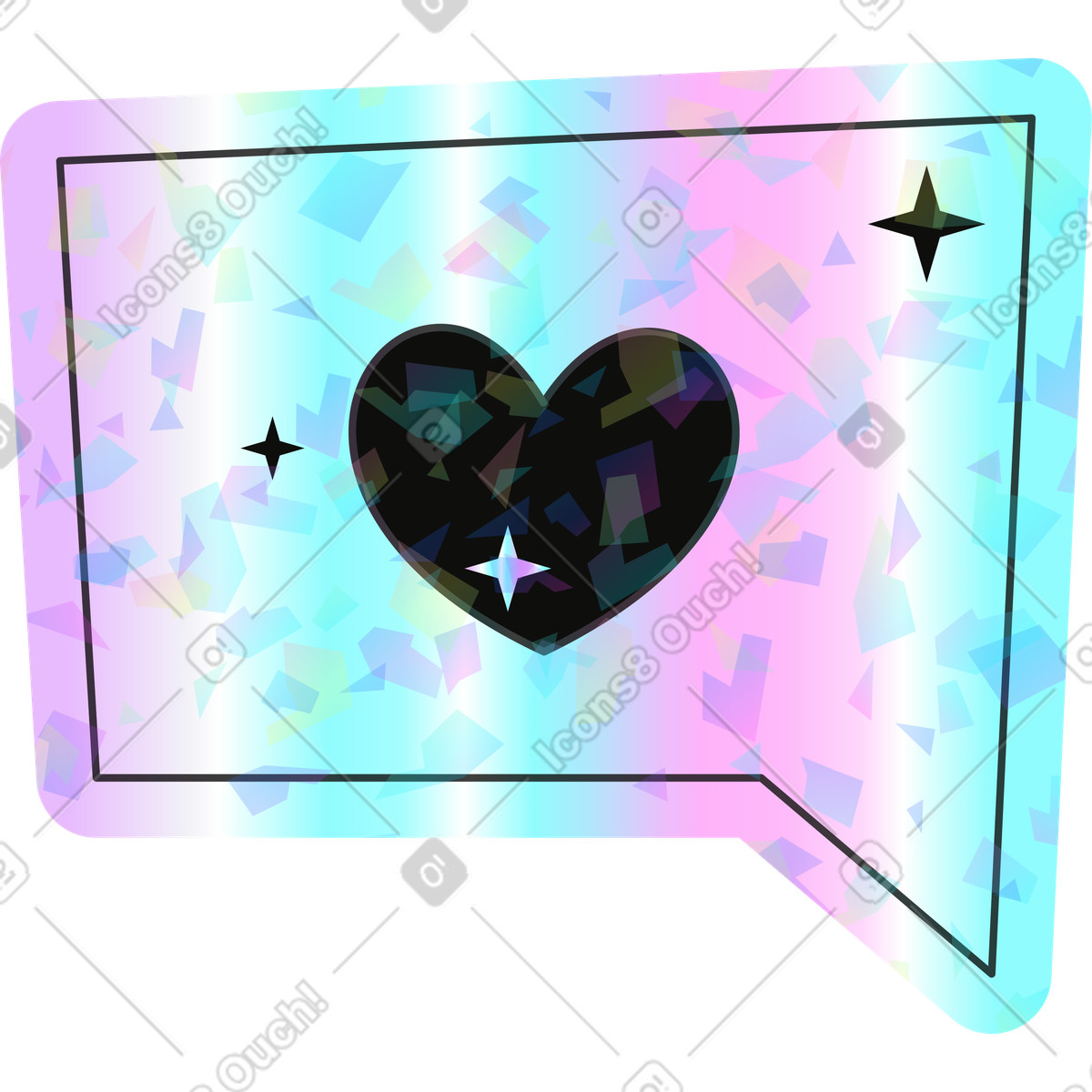 Holostickers 스타일의 마음으로 거품 일러스트레이션 PNG, SVG 다운로드