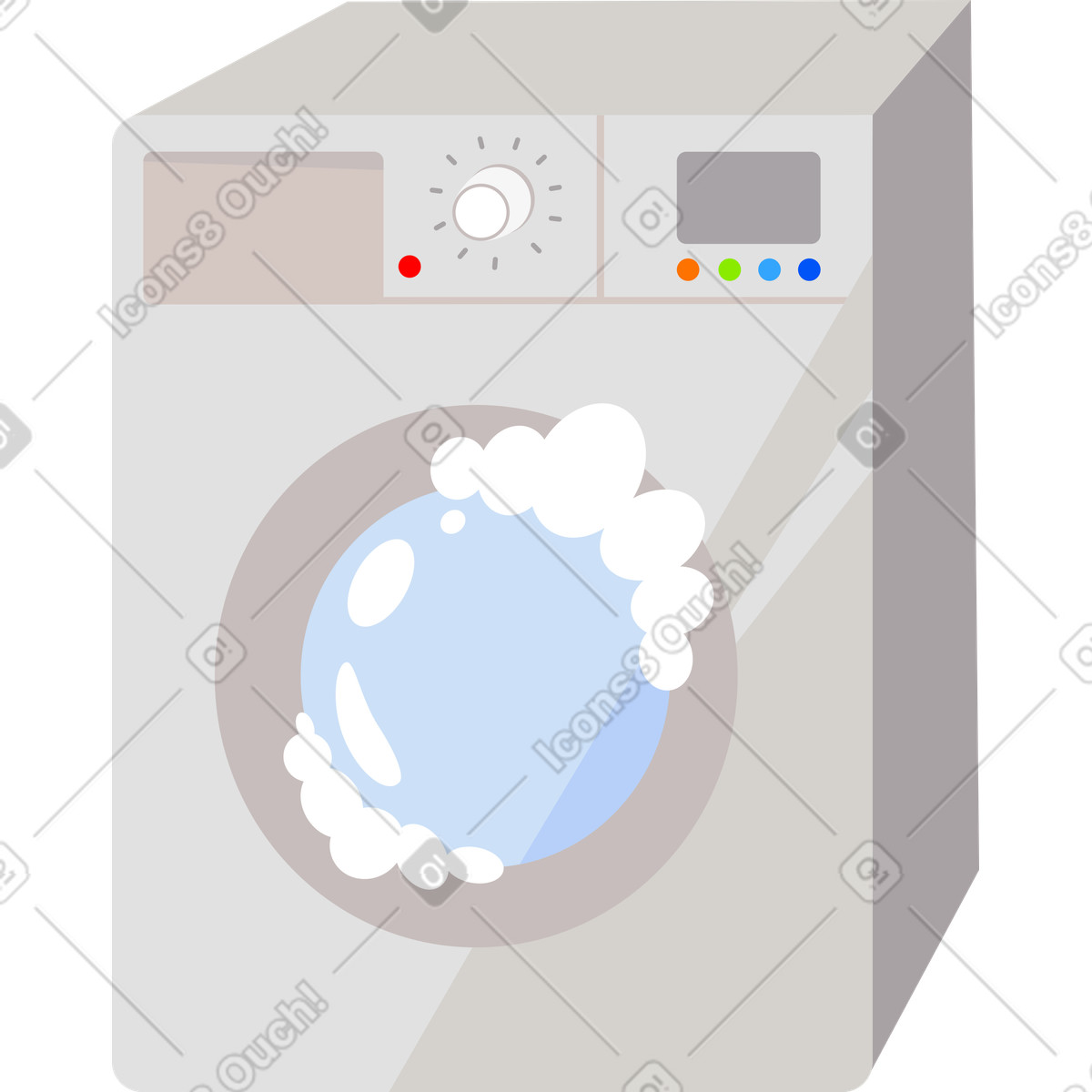 Electronic washing machine illustration in PNG, SVG