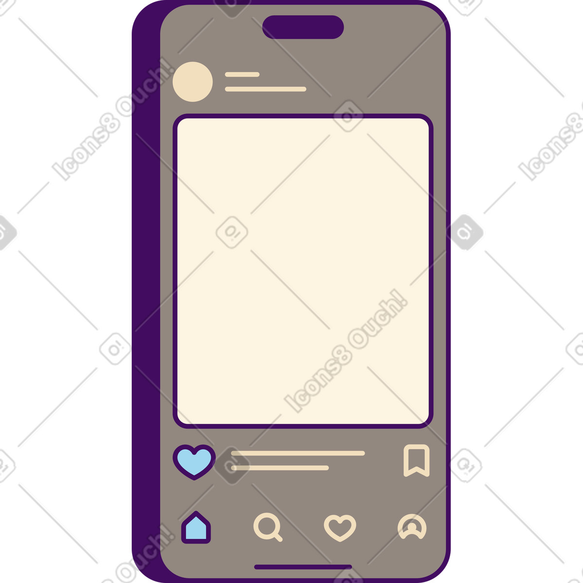 Mobiltelefon mit bildschirm-Illustration im Simplistic-Stil als Download in PNG, SVG