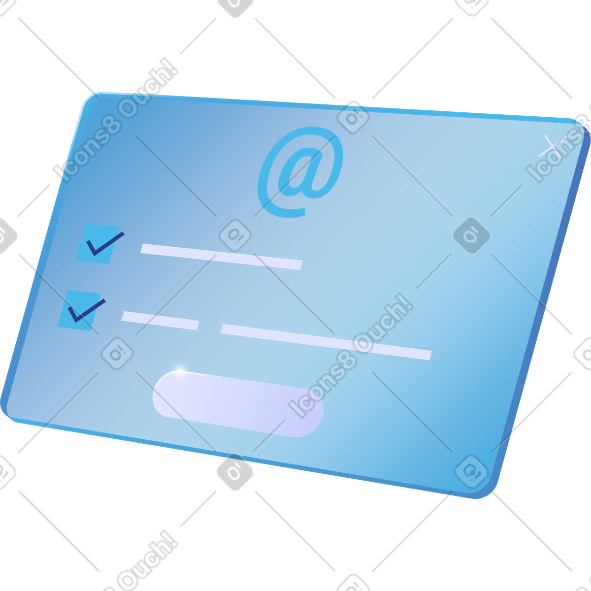 Ilustração de Moldura vidro com inscrição na lista e-mails em no estilo Quantum para baixar em PNG, SVG