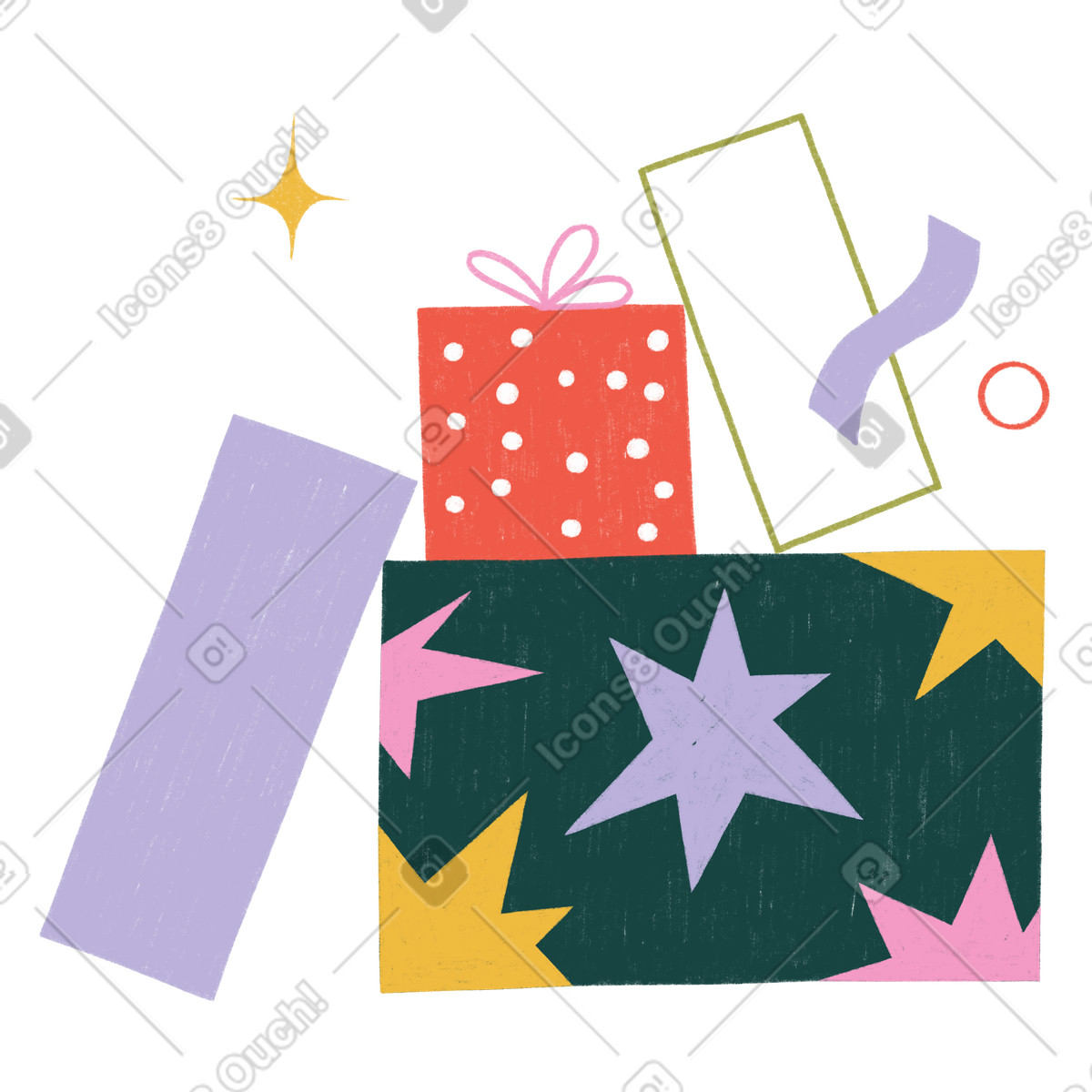 Stack of gift boxes illustration in Tutti style download in PNG, SVG