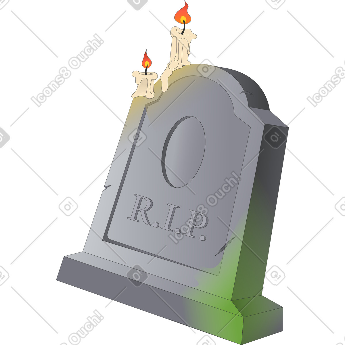 Tombstone with candles illustration in Kit style download in PNG, SVG