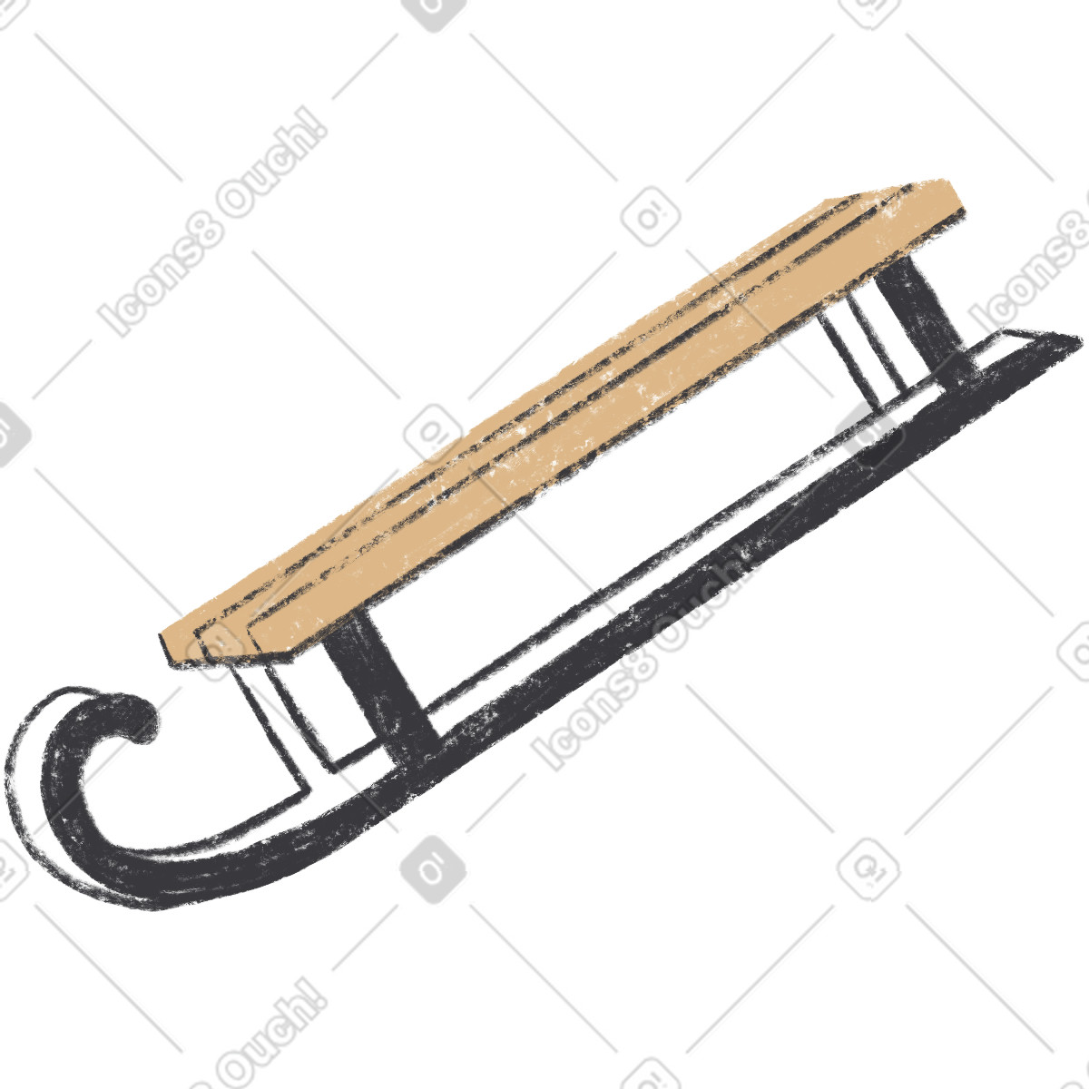 下载 Chalky 风格的 Wooden sledges 插画，支持 PNG、SVG 格式