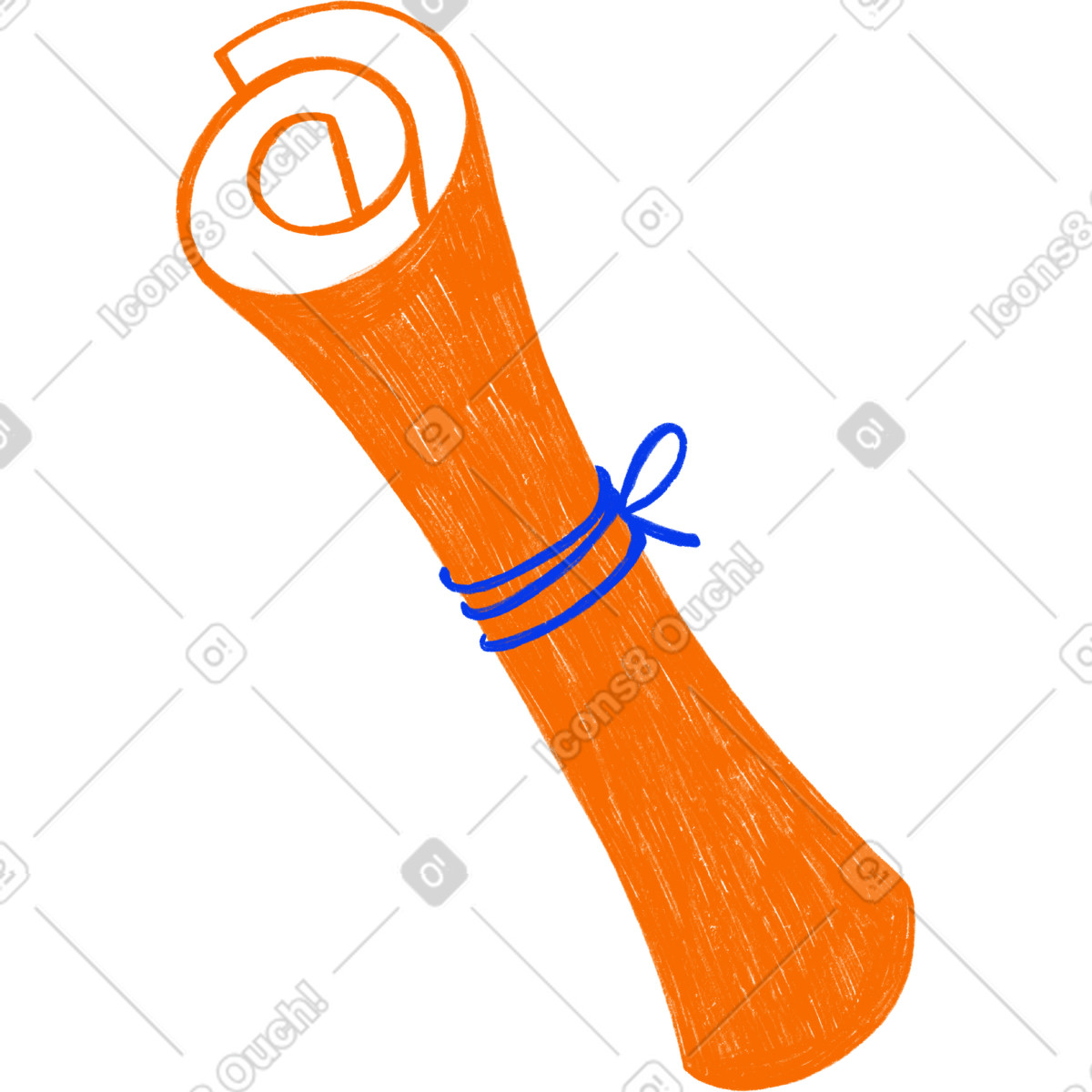 Biro スタイルの Orange scroll of paper のイラストをPNG、SVG形式でダウンロード