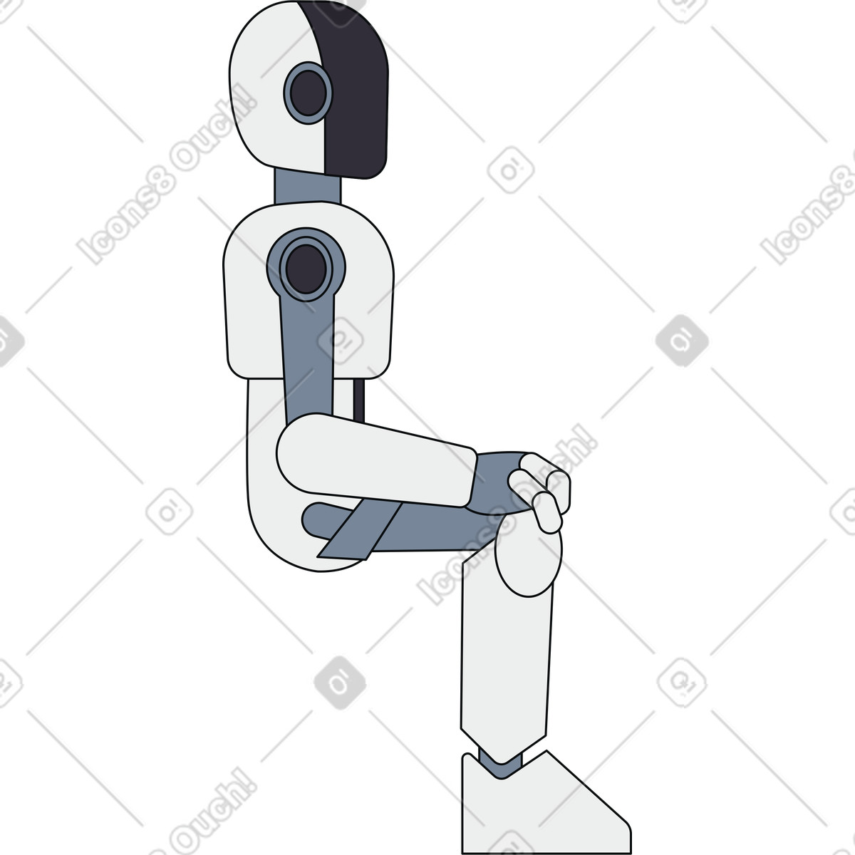 Robot umanoide seduto illustrazione in stile Teko scarica in PNG, SVG