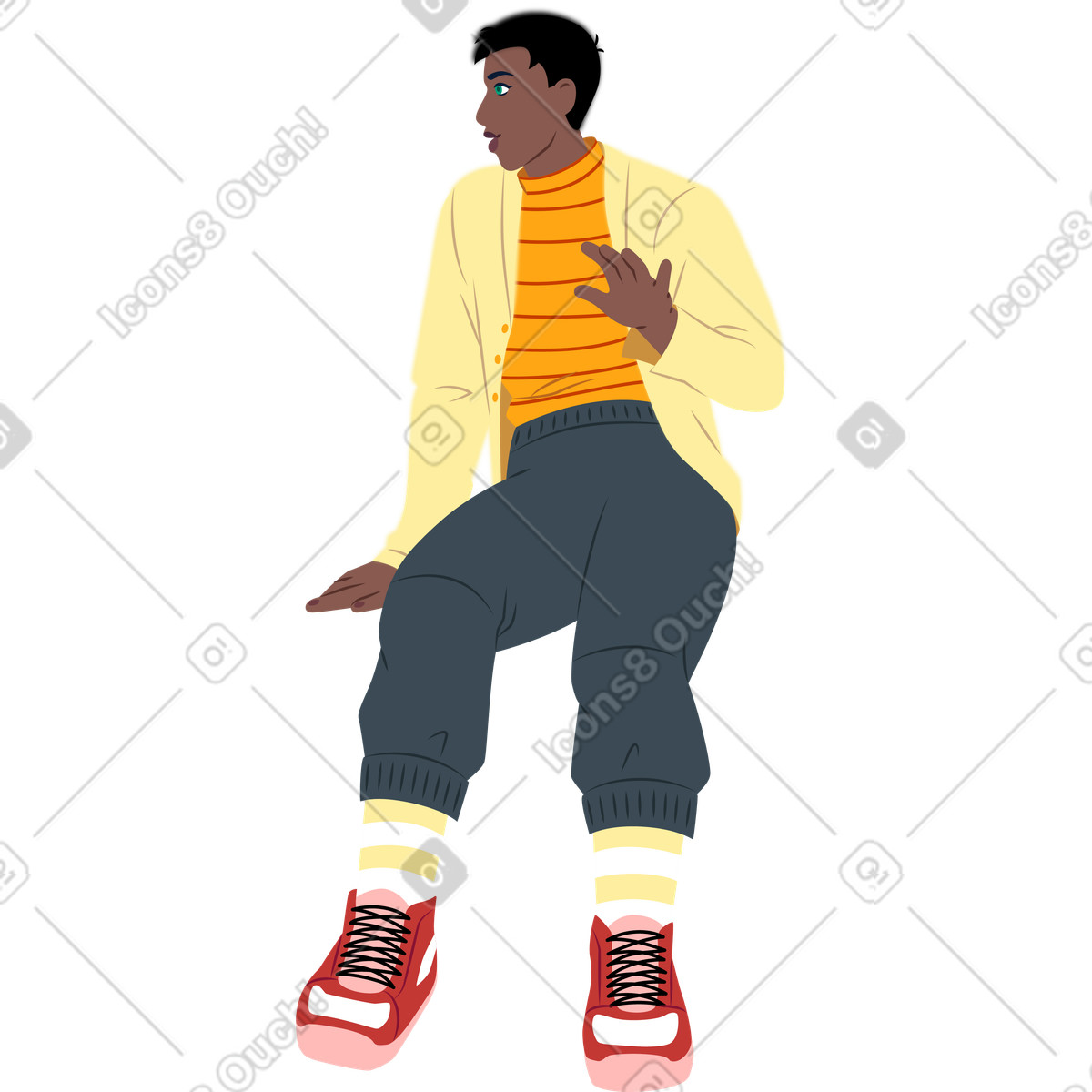 Giovane seduto illustrazione in stile Everyday scarica in PNG, SVG