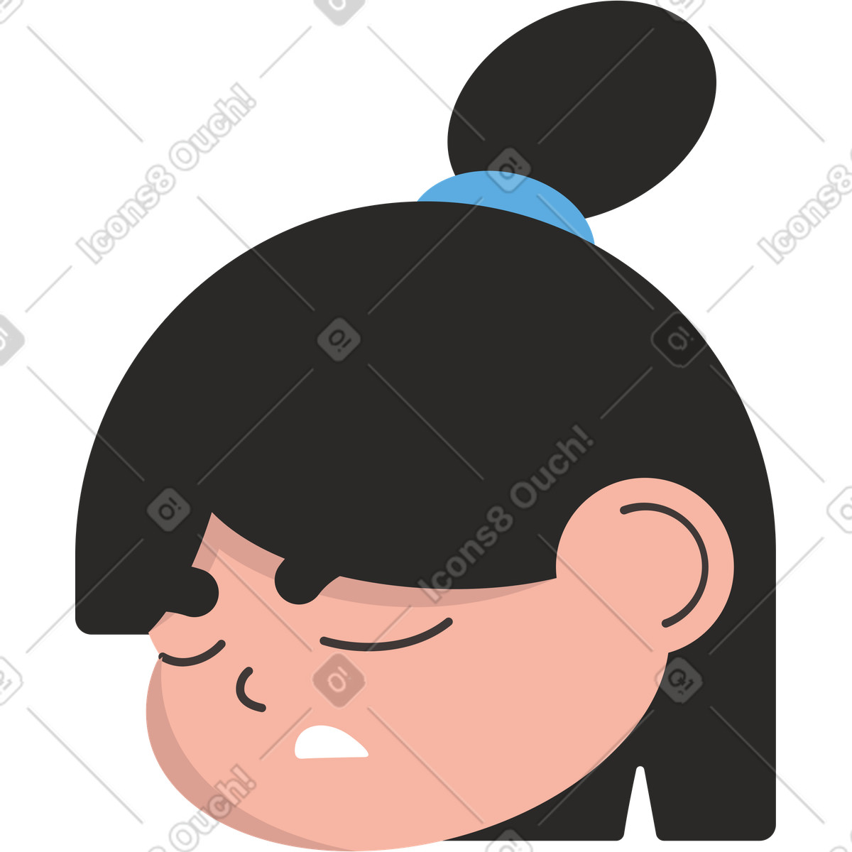 Illustration Sad head of a woman dans le style Dizzy à télécharger aux formats PNG, SVG