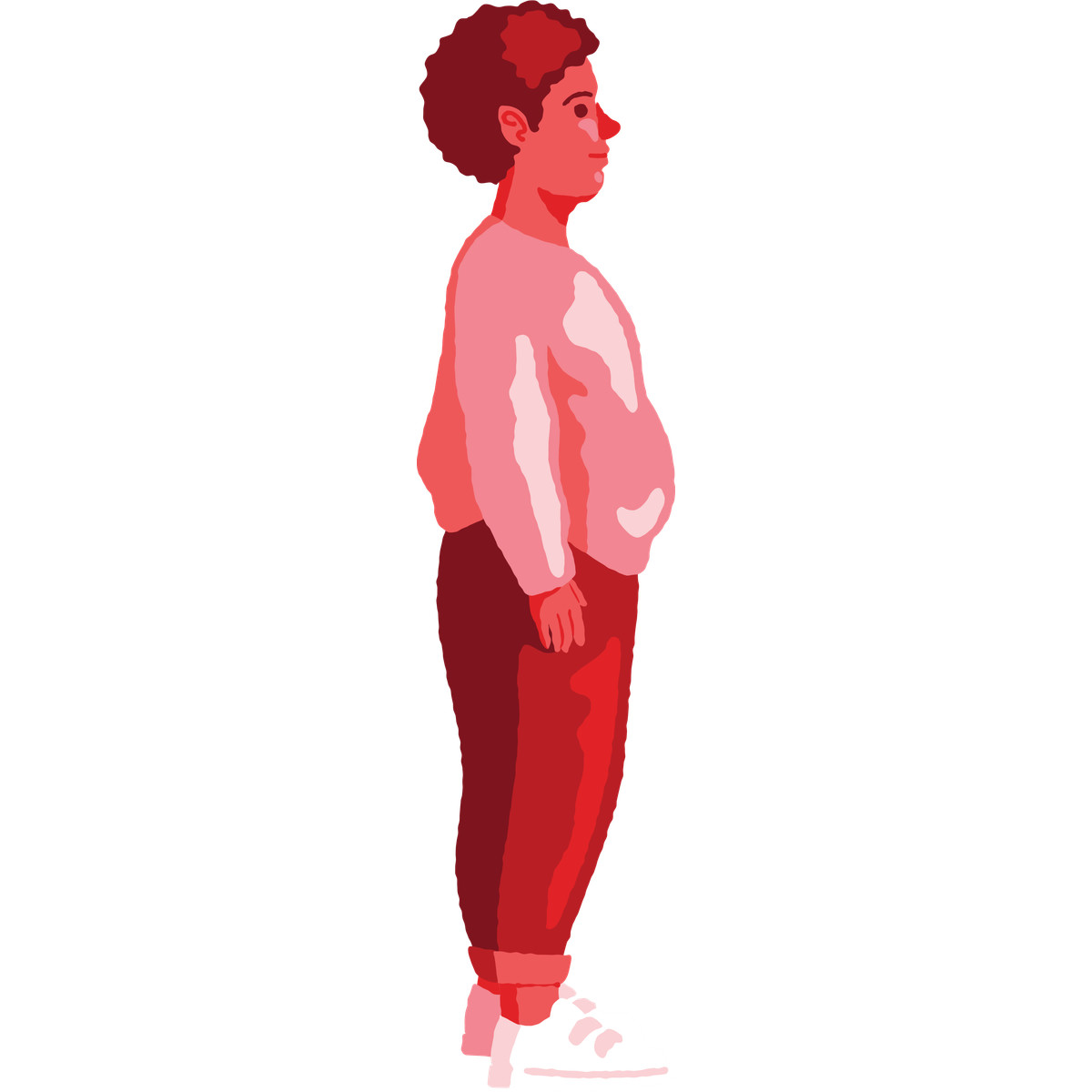 下载 Cherry 风格的 Chubby boy standing side view 插画，支持 PNG、SVG 格式